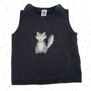 Petit Bateau Gray Wolf Toddler Sweater Vest Wool Alpaca Blend Size 36 Month 94cm